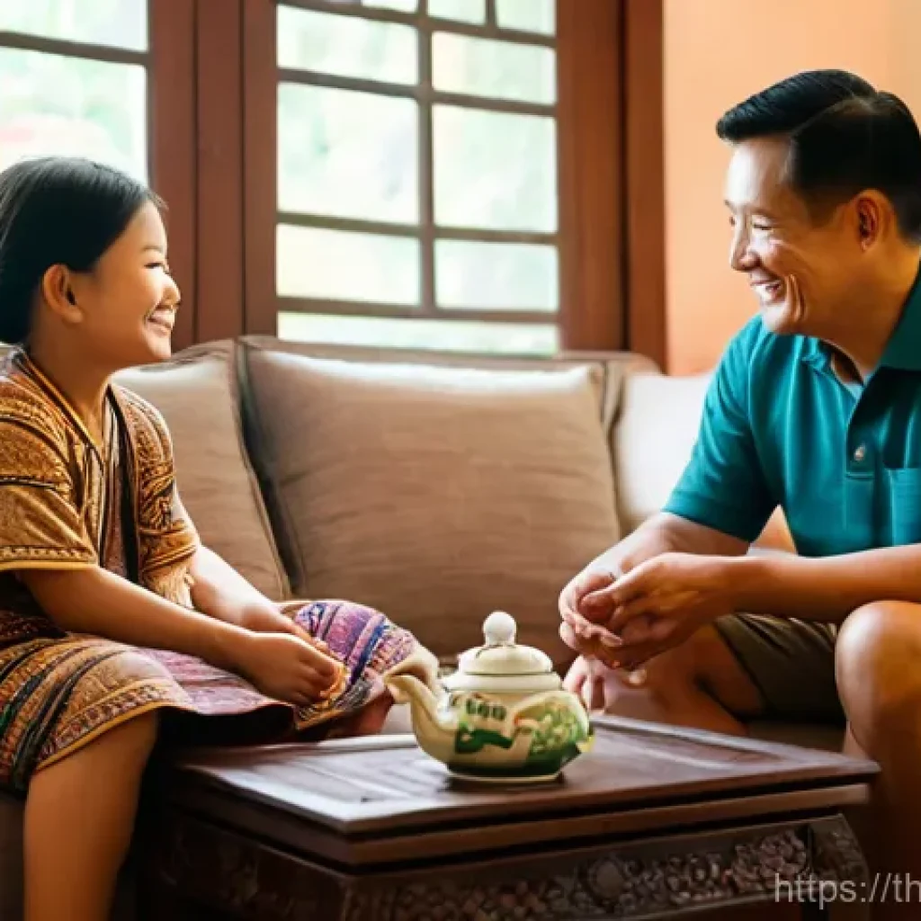 가족상담사가 꼭 알아야 할 심리 이론 - **Prompt:** A warm, inviting indoor scene of a multi-generational Thai family, bathed in soft, natur...
