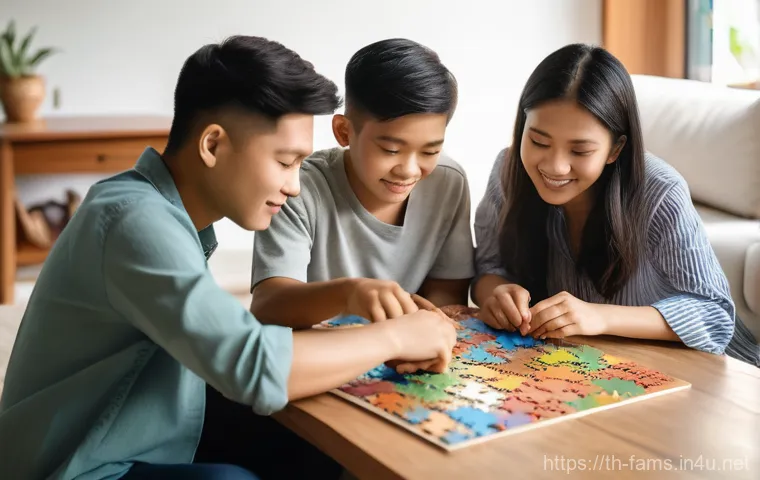 가족상담사가 꼭 알아야 할 심리 이론 - **Prompt:** A warm, inviting indoor scene of a multi-generational Thai family, bathed in soft, natur...