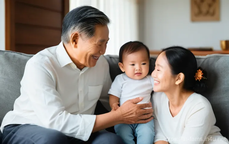 가족상담사와 다양한 문화권의 가족 상담 - **Prompt: Family Harmony and Intergenerational Support**
    A warm, inviting, and vibrant portrait ...