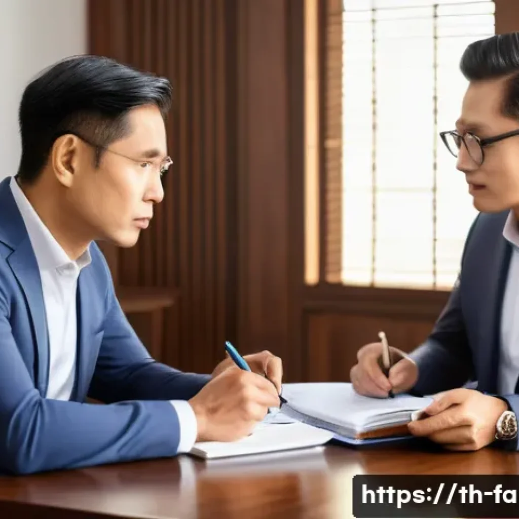 가족상담사 이직 후 연봉 증가 사례 - A professional family counselor in a modern Thai office setting, wearing business casual attire, att...