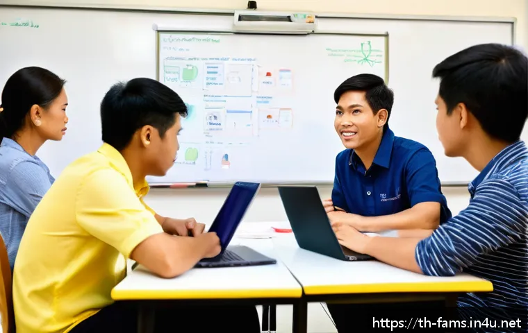 가족상담사 자격증 취득 꿀팁 - A professional classroom setting in Bangkok, Thailand, where diverse adult students attentively part...