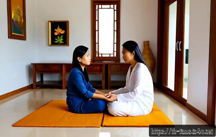 가족상담사와 정서지지 서비스 제공법 - Photorealistic family counseling session in a warm contemporary Thai home, a compassionate Thai fami...